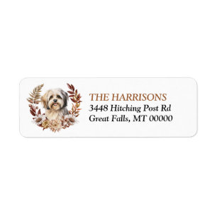 Etiqueta Lhasa Apso Dog Autumn Wreath