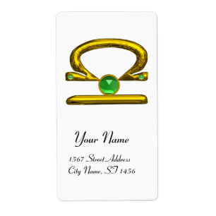 Etiqueta LIBRA ZODIAC BIRTHDAY Green Emerald Dourado