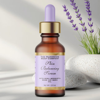 Etiqueta Light Purple & Gold Small Dropper Bottle Label 