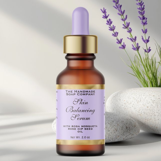 Etiqueta Light Purple & Gold Small Dropper Bottle Label  (Criador carregado)