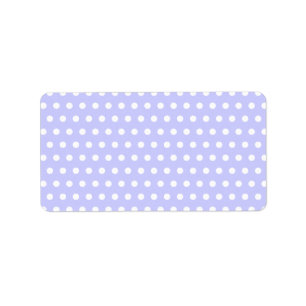 Etiqueta Lilac e teste padrão de bolinhas branco. Manchado