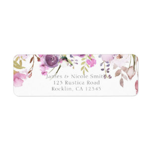 Etiqueta Lilás Lavanda Roxa Floral Casamento Aquarela