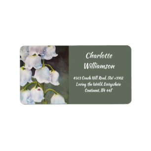 Etiqueta Lily of the Valley Flowers in Watercolor