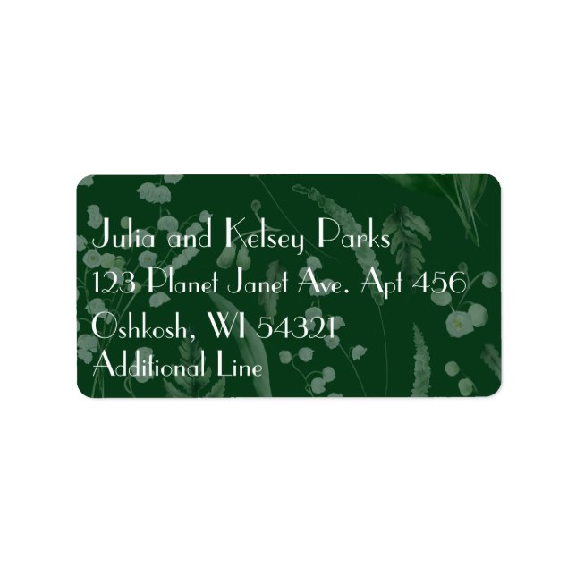 Etiqueta Lily of Valley com Ferns | Personalizar Verde do D (Frente)