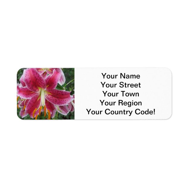 Etiqueta Lily Stargazer Purple Flower (Frente)