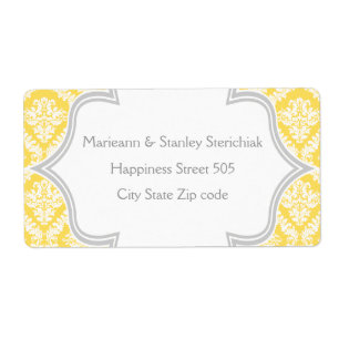 Etiqueta Limão elegante - amarelo, casamento tema damasco