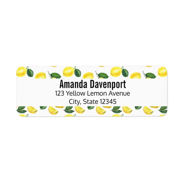 Etiqueta Limões Amarelos Padrão de Fruta de Aquarela (Frente)
