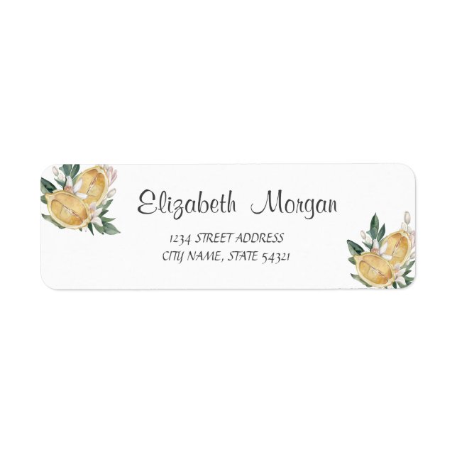 Etiqueta Limões de Aquarela Botânica (Frente)