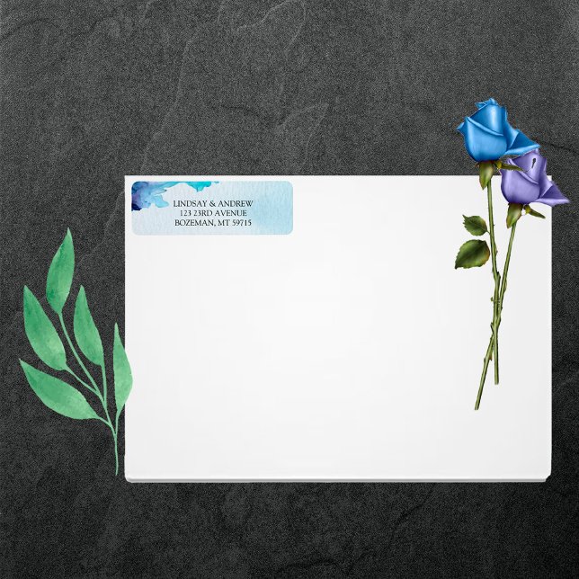 Etiqueta Linda D'água Blue Weding Endereço de devolução (Criador carregado)