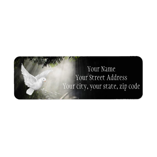 Etiqueta Linda pomba voadora no raio de sol (Frente)