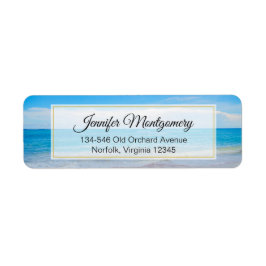 Etiqueta Linda praia tropical azul