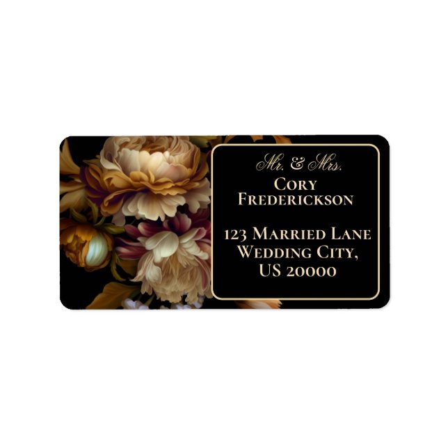 Etiqueta Linda Romântica Dark Velho Mundo Floral (Frente)