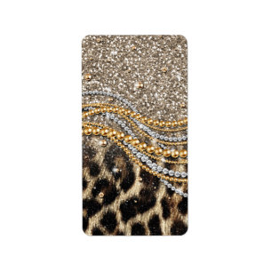 Etiqueta Linda Trendência Leopard Faux Impressão Animal