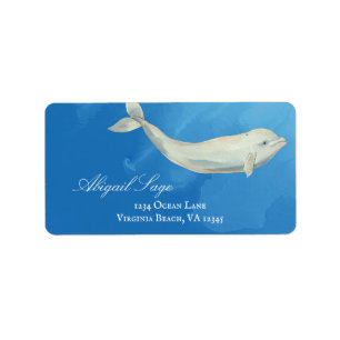 Etiqueta Linda Watercolor Beluga Whale Address