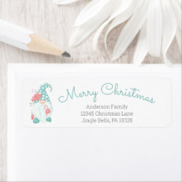 Etiqueta Lindo Natal Pastel Feliz Anão Endereço de Remetent