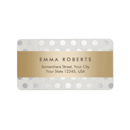 Etiqueta Linen moderno e Dourado de Bolinhas prateadas com 