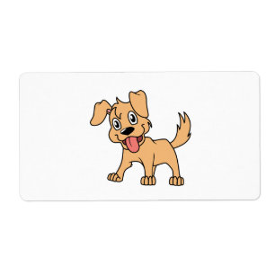 Etiqueta Língua de cão bonito feliz do filhote de cachorr
