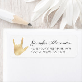 Etiqueta Linguagem de Sinais Eu Te Amo Rótulo de Foil Faux