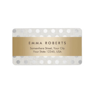 Etiqueta Linho elegante das bolinhas de prata listradas