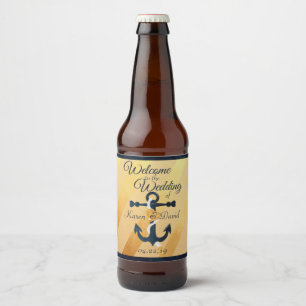 Etiqueta listrada Dourado da cerveja do casamento
