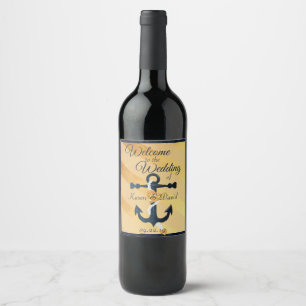 Etiqueta listrada Dourado do vinho do casamento da