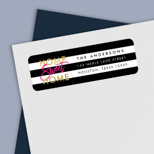 Etiqueta Listras brancas e pretas Douradas Casa doce