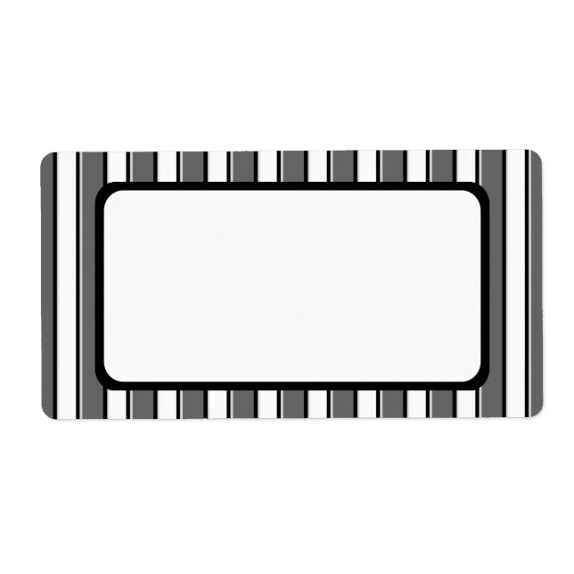 Etiqueta Listras cinzentas e pretas no branco (Frente)