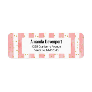 Etiqueta Listras de Lâmpada Rosa Faux Dourada Confetti