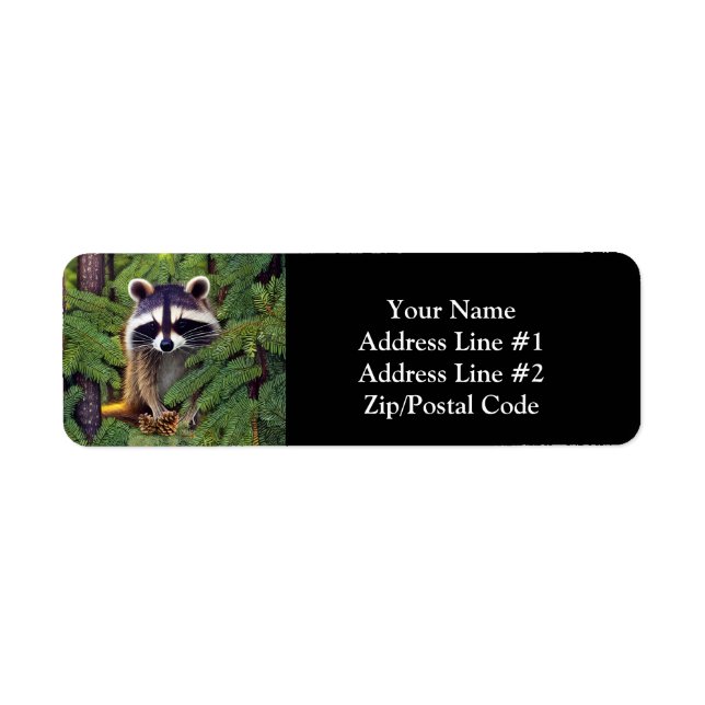 Etiqueta Little Woodland Wilderness Raccoon (Frente)