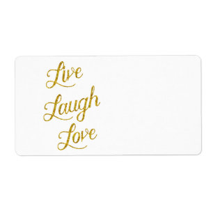 Etiqueta Live Laugh Love Dourado Faux Glitter Sequências Me