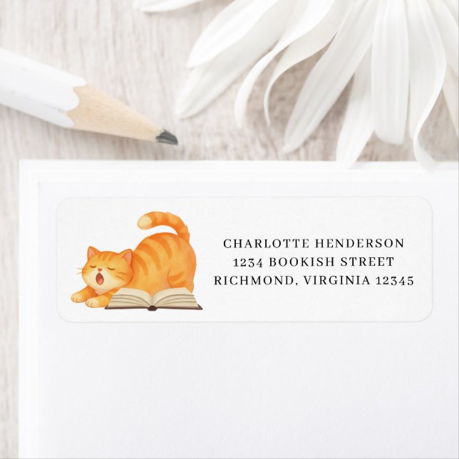 Etiqueta Livro de Aquarela Gato Ginge de Endereço de Devolu (Insitu)