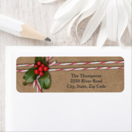 Etiqueta Livro de Kraft de Natal Russo com Holly Berries