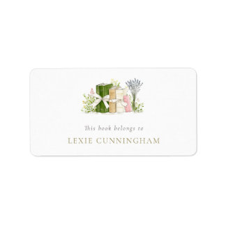 Etiqueta Livros Florais em Aquarela Ex-libris Personalizado