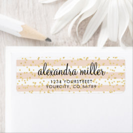 Etiqueta Lixeira Cor-de-Água Cor-de-Rosa Dourada Pontos de