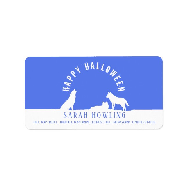 Etiqueta Lobos na neve, Feliz Dia das Bruxas (Frente)