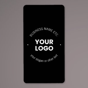 Etiqueta Logotipo de sua empresa e texto editável Preto e