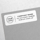 Etiqueta Logotipo personalizado elegante endereço de devolu<br><div class="desc">Etiquetas de endereço de retorno de logotipo personalizado com seu logotipo personalizado em um fundo de cor branco ou personalizado.</div>