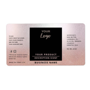 Etiqueta Logotipo simples de chic profissional - rosa gold 