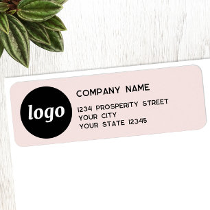 Etiqueta Logotipo Simples Endereço de Devolução Rosa Bege E