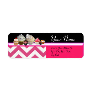 Etiqueta LOJA DELICIOSA do DESERTO dos CUPCAKES, Chevron