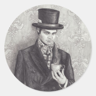 Etiqueta louca Alice do Hatter na etiqueta do paí
