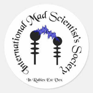 Etiqueta louca da sociedade dos cientistas