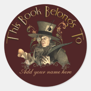 Etiqueta louca do Bookplate do Hatter