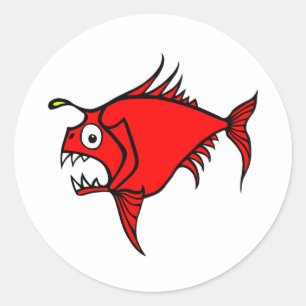 Etiqueta louca do vermelho dos peixes