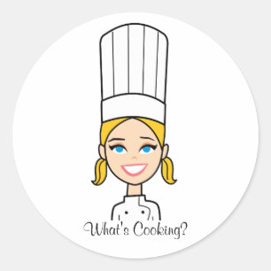 Etiqueta loura dos desenhos animados do cozinheiro