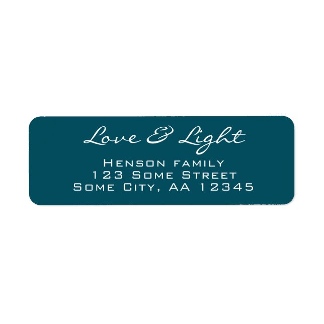Etiqueta Love and Light Script Blue Green Christmas Address (Frente)