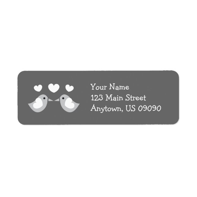 Etiqueta Love Birds Endereço Labels (Cinza) (Frente)