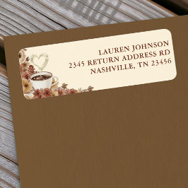 Etiqueta Love is Brewing Floral Coffee Heart Return Address