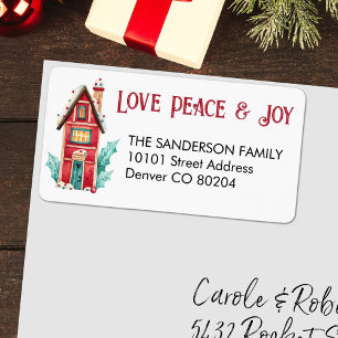 Etiqueta Love Peace & Joy Magy House Return Name Endereço