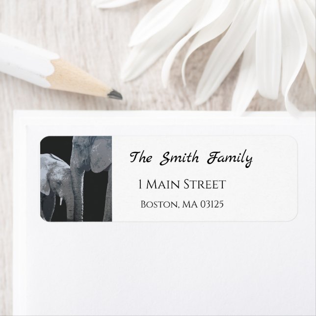 Etiqueta Love You More, Elephant Original Art Address (Insitu)